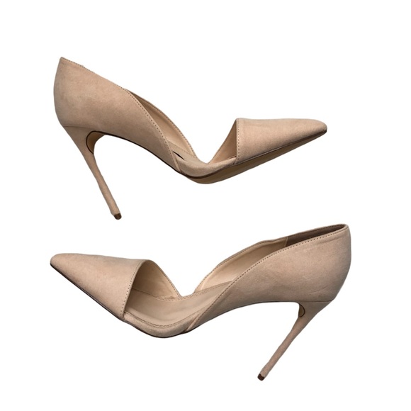 Lulus Shoes - Lulu’s Nude Faux Suede Pointed Toe Heels